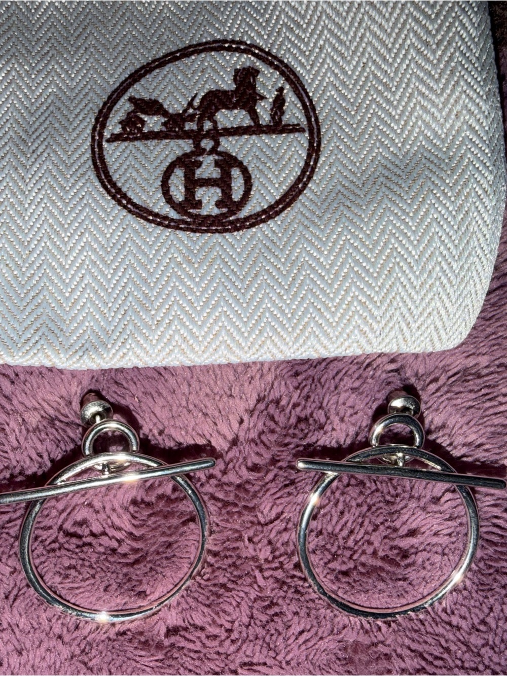 Hermes Silver-Tone Toggle Hoop Earrings
